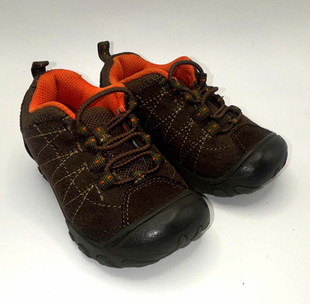 OshKosh B'gosh Unisex Toddler Low Top Suede Lace Up Sneakers Brown/Orange Sz 7